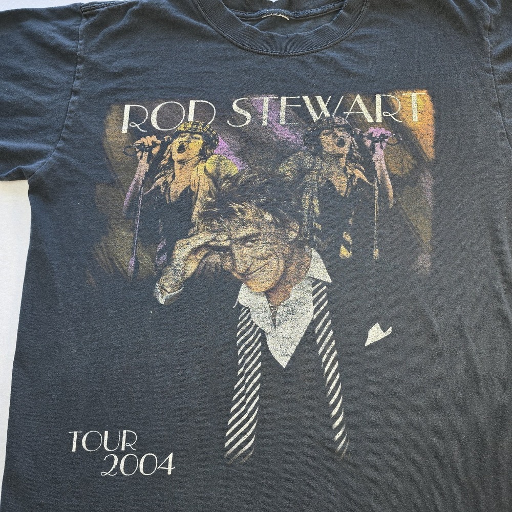 Vtg Rod Stewart 2004 Tour Shirt S Thrashed Faded Double Sided Y2K Band Tee Rock